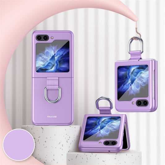 Galaxy Z Flip7 FE 5G / Galaxy Z Flip5 5G / Galaxy Z Flip6 5G – Handyhülle aus Kunststoff, mit Ringhalter, mit Soft-Touch-Oberfläche