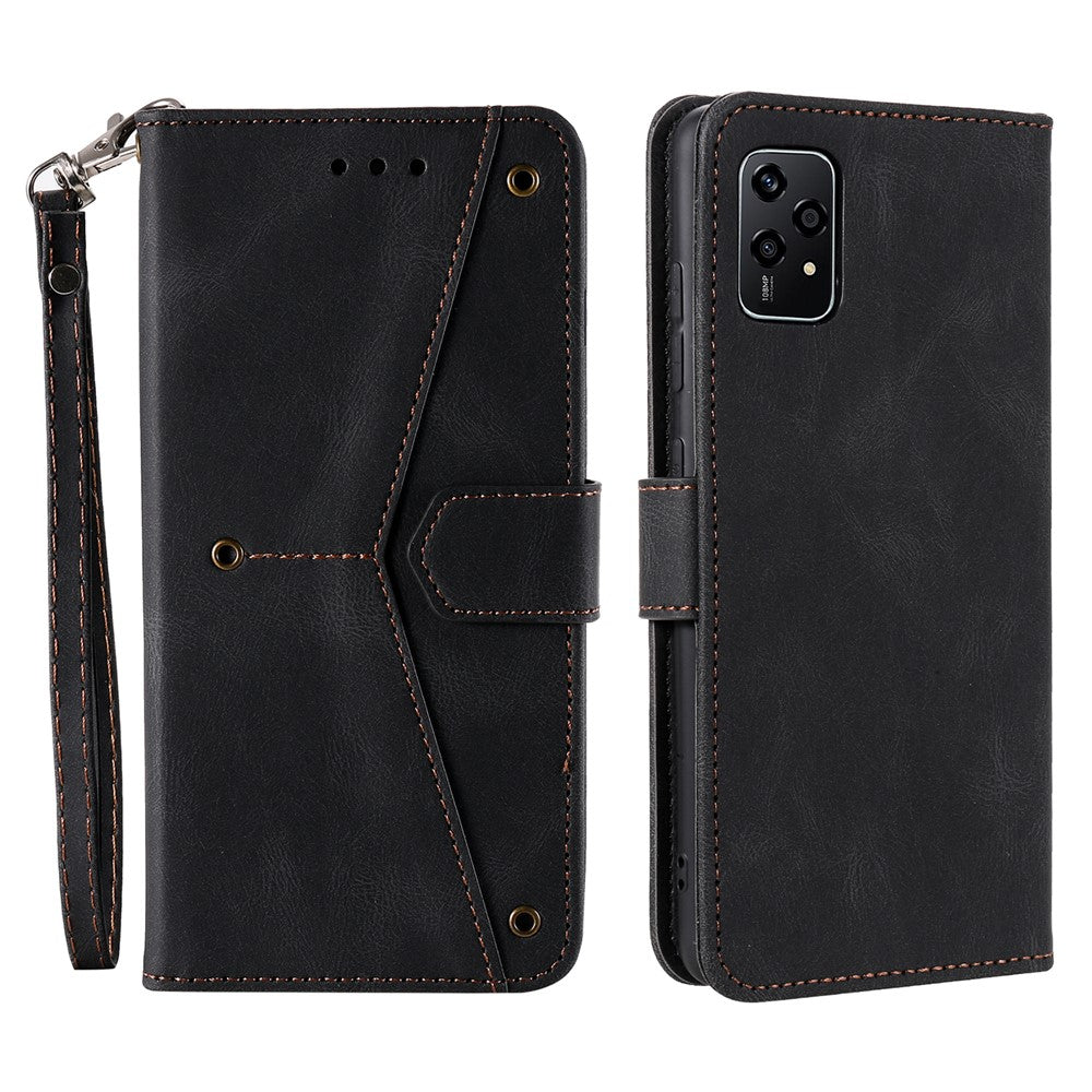 For Honor 200 Lite Case Splicing Stitching Leather Stand Wallet Phone Cover