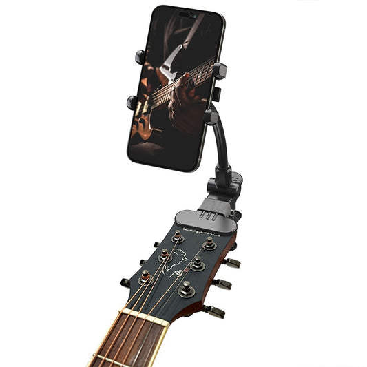 Stativ oder Selfie-Stick – X040 Universal Phone Holder Clamp Mount Bracket Telefonhalter Klemmhalterung für E-Gitarre, Bass, Ukulele, Live-Unterricht, Videoaufzeichnung