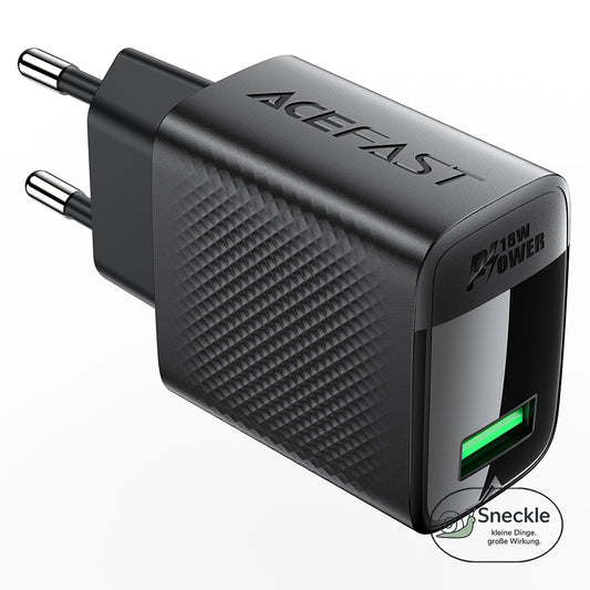 Wandladegerät 18W mit einzelnem USB-A-Anschluss - GaN Technologie