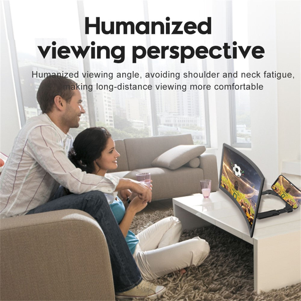 Phone Screen Magnifier 12 Inch Ultra HD Curved Screen Amplifier 3D Magnifying Glass with Lazy Stand