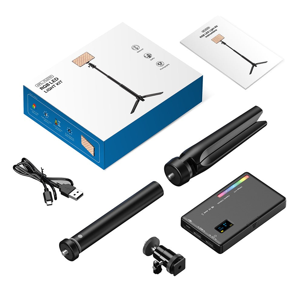 APEXEL APL-FL07 Fotografie RGB Farb-LED-Leuchte – Mit 1/4-Zoll-Schraube Kamerabeleuchtungsset, für Videokonferenzen & Live-Streaming
