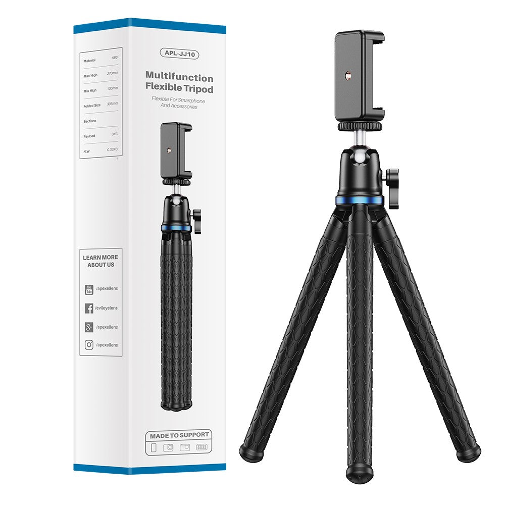 APEXEL APL-JJ10 Tragbares Octopus-Stativ – Mit flexibler 360°-Drehhalterung & Handyhalterung