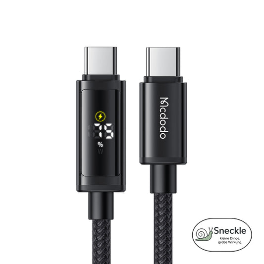 MCDODO CA-8000 C auf C Schnellladekabel – Bis 100W, 1,2m, geflochten, Digitalanzeige & Daten bis 480 Mb/s