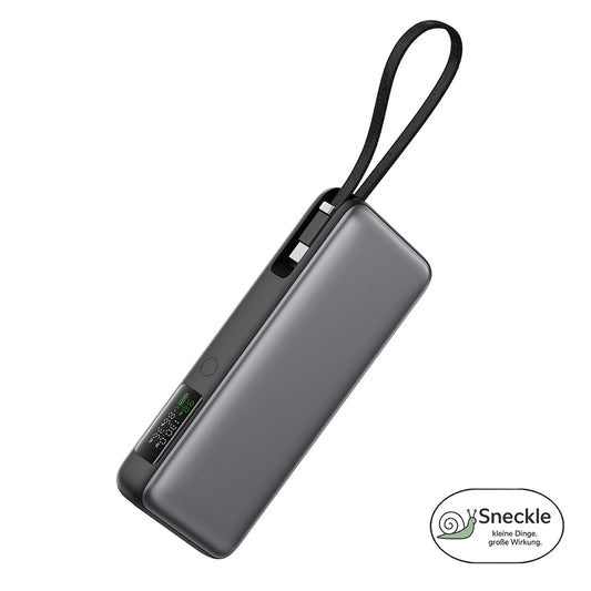 Powerbank 20000mAh mit integriertem USB-C-Kabel – 130W Schnellladefunktion