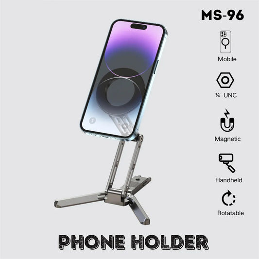 JMARY MS-96 Aluminum Alloy Magnetic Phone Stand Foldable 360° Rotation Desktop Holder for iPhone 12-17 Series