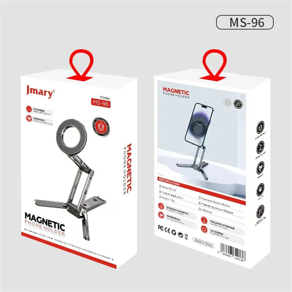 JMARY MS-96 Magnetisches Tischstativ – Aus Aluminiumlegierung, faltbar, 360° drehbar, für iPhone