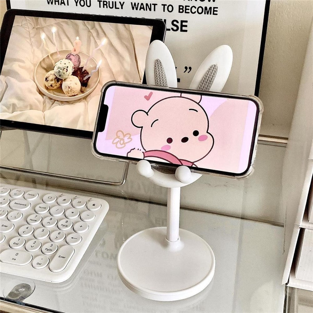 Cute Rabbit Phone Tablet Bracket Desktop Adjustable Cellphone Holder Stand for Devices within 10-inch