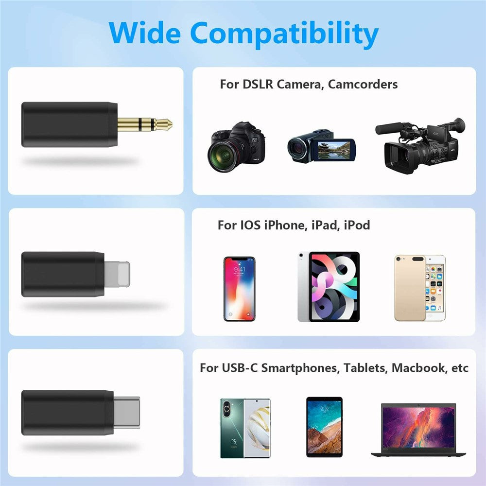 BOYA Drahtloses Lavalier-Mikrofon – Für iPhone & USB-C Android-Handy, 2 Sender & 1 Empfänger