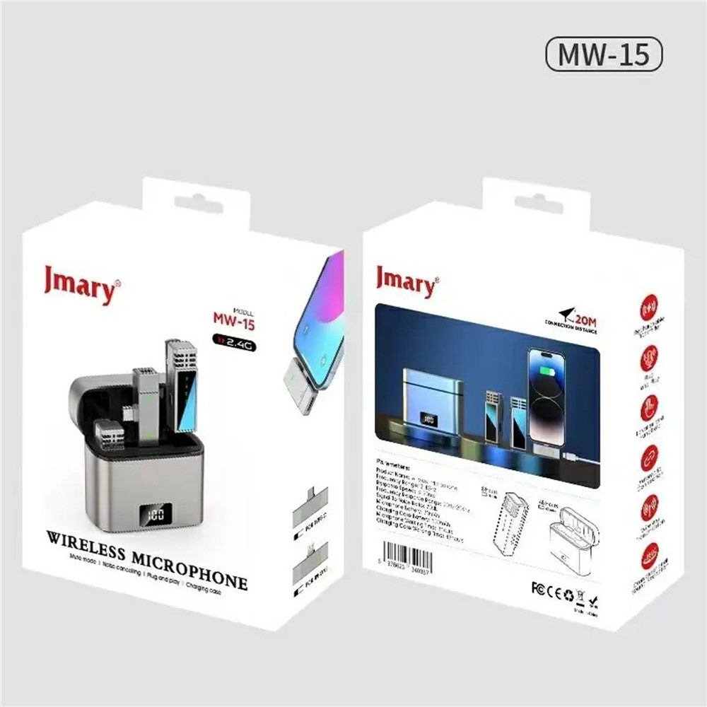 JMARY MW-15 Funkmikrofon – (2,4 GHz), 2 Sender & 1 Typ-C-Empfänger