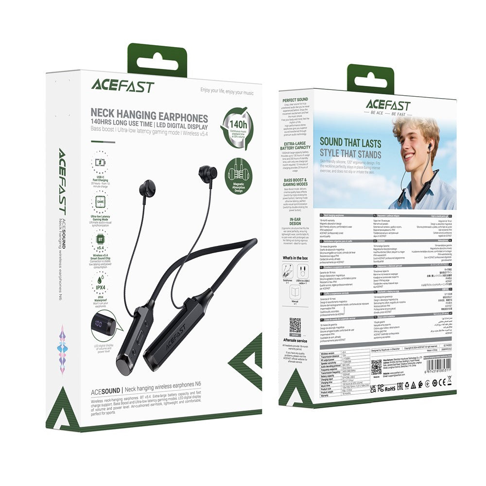 ACEFAST N6 Kabelloser Nacken-Kopfhörer – Bluetooth-kompatibel, IPX4 Wasserdicht, Musik-Headset