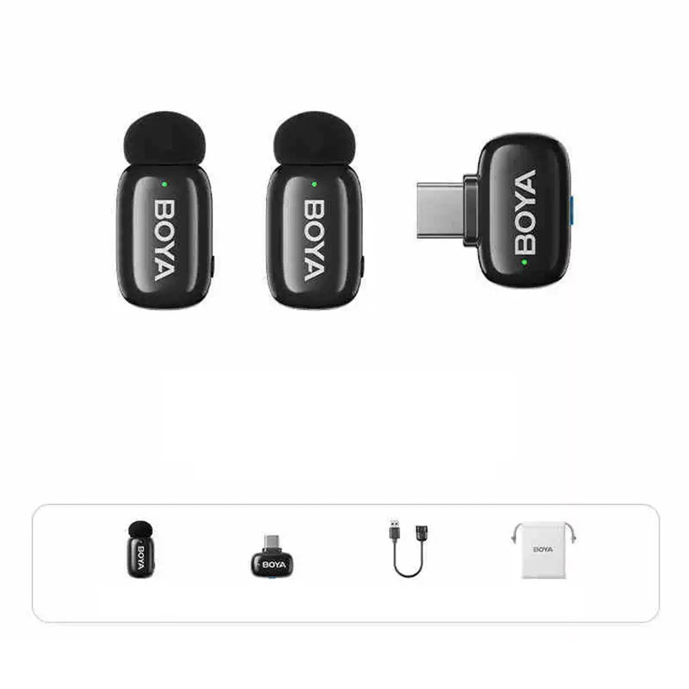 BOYA Mini-05 Drahtloses Lavalier-Mikrofon – mit KI-Rauschunterdrückung & Stimmverzerrer, 2 Sender + 1 USB-C-Empfänger