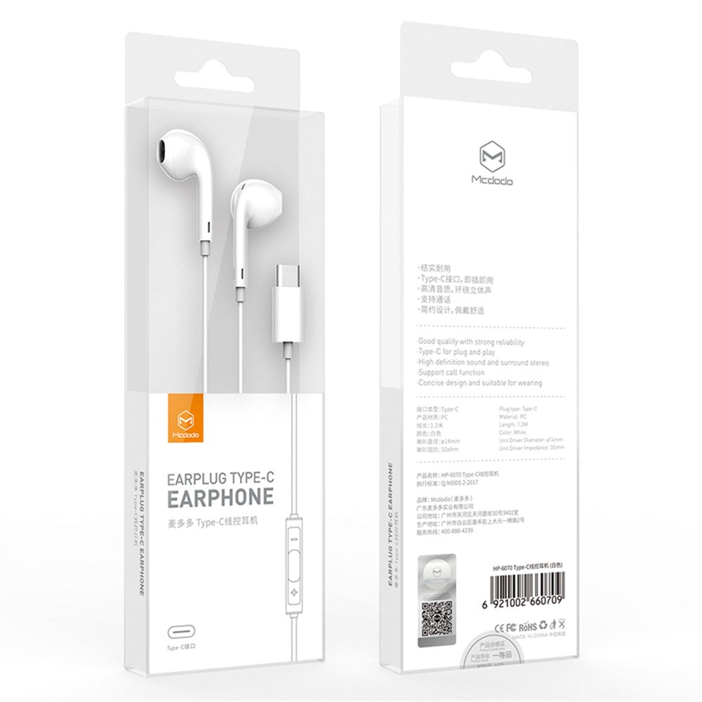 MCDODO HP-6070 In-Ear Kopfhörer – Typ-C Anschluss