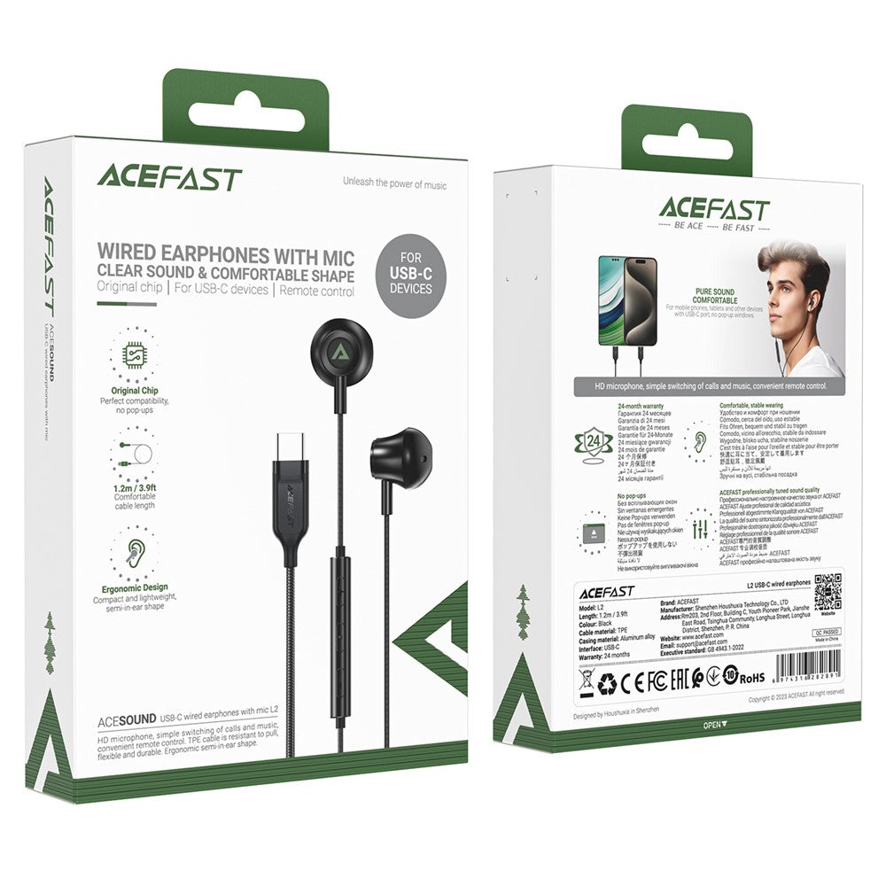 ACEFAST L2 In-Ear Kopfhörer – Für Smartphone & Tablet, 1,2 m, USB-C-Kabel, mit Mikrofon