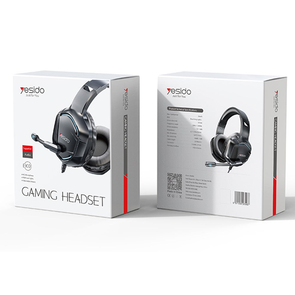 YESIDO EK01 Over-Ear Kopfhörer – Stereo-Sound-Gaming-Headset, mit Mikrofon & LED-Beleuchtung