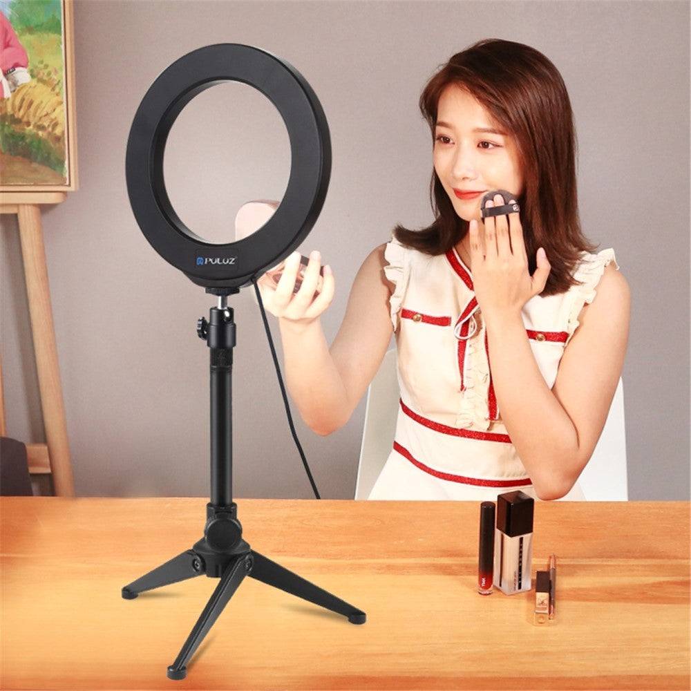 PULUZ LED-Ringleuchte mit Stativhalterung – 6,2-Zoll, mit 3 Modi, dimmbar, für Vlogging & Fotografie