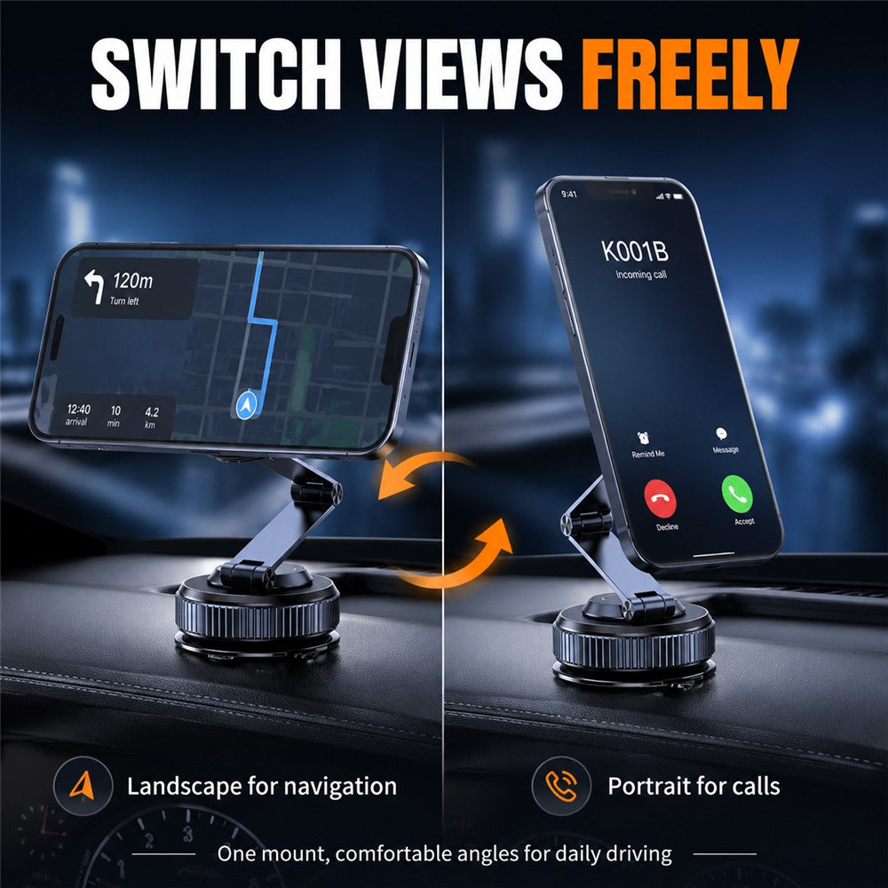K001B Magnetic Car Phone Mount N52 Magnet 360 Degree Rotation Dashboard Stand Foldable Holder for Smartphone