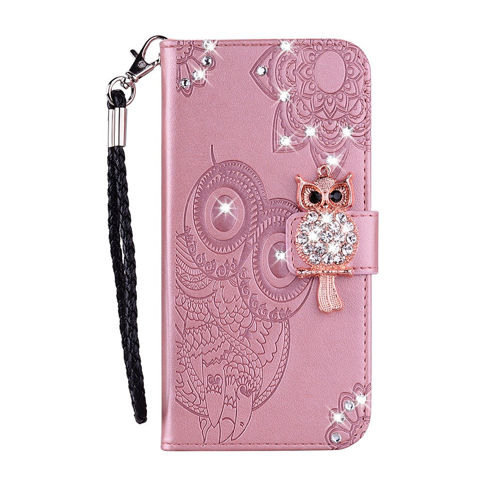 iPhone 12 mini Handyhülle mit Eulenmuster & Strass-Steinen