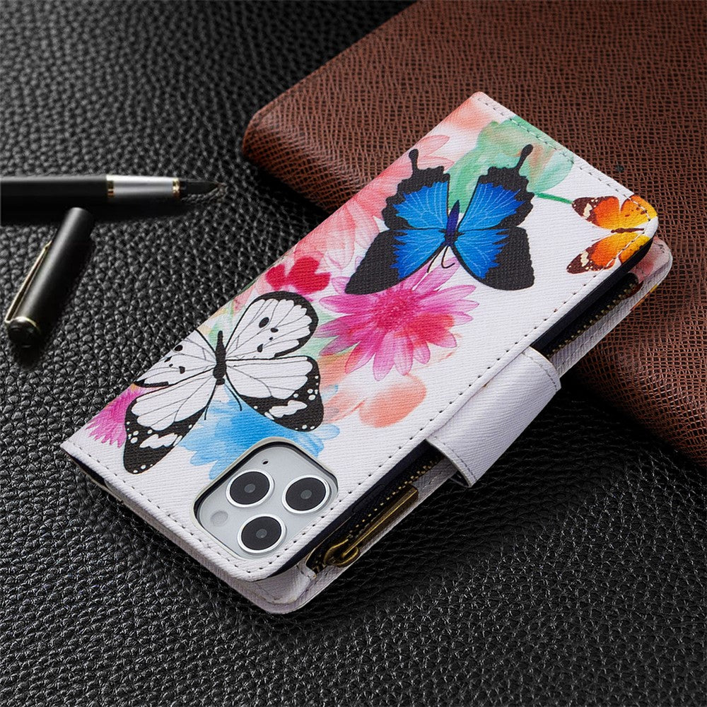 iPhone 12/12 Pro Handyhülle mit Reißverschluss-Tasche & Muster