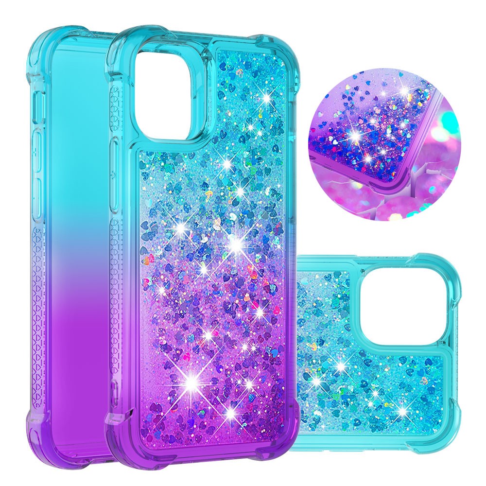iPhone 12 /12 Pro Glitter-Hülle – Farbverlauf mit funkelndem Puder