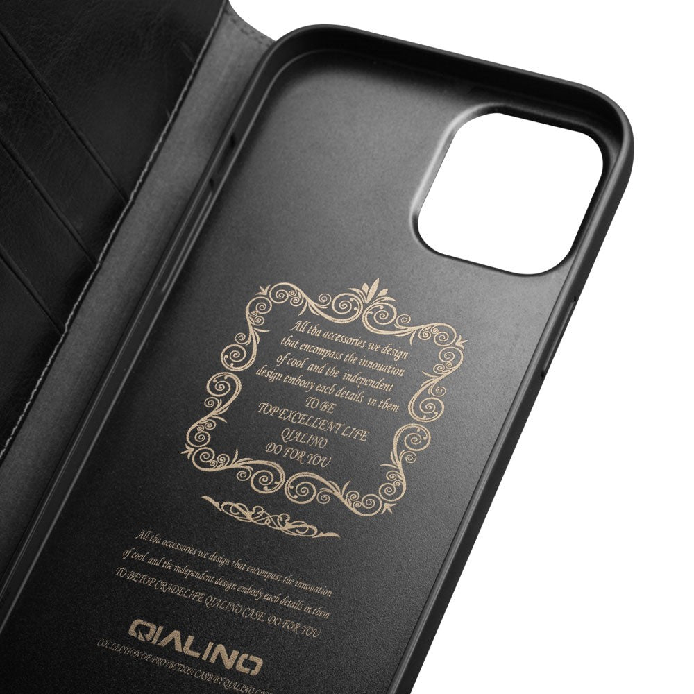 iPhone 12 / 12 Pro Echtleder-Handyhülle – Geldbörse & Standfunktion
