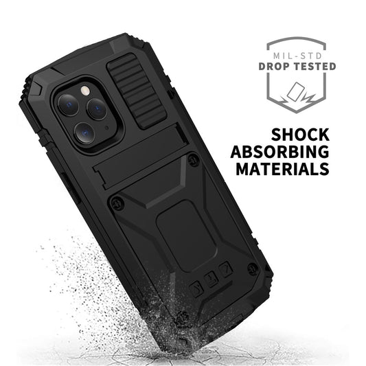 iPhone 12 Pro Max Schutzhülle – Stoßfest, staubdicht, mit gehärtetem Glas & Ständer