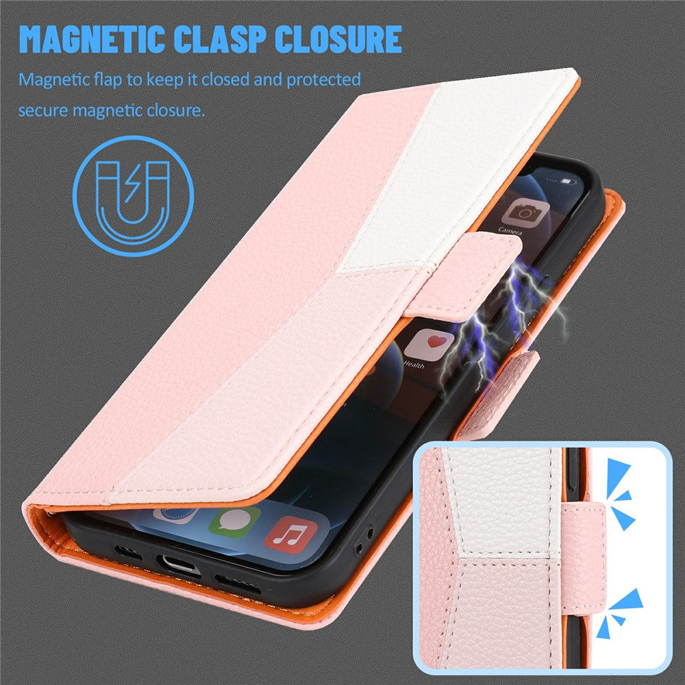 iPhone 12 /12 Pro Wallet Hülle – Litchi-Textur