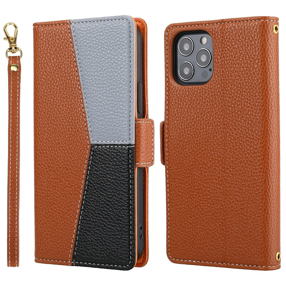 iPhone 12 /12 Pro Wallet Hülle – Litchi-Textur