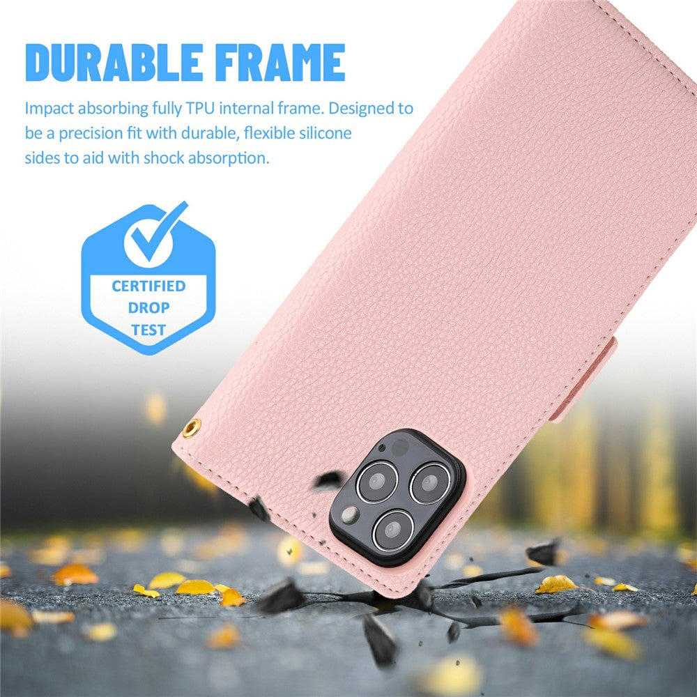 iPhone 13 Pro Wallet Hülle – Litchi-Textur