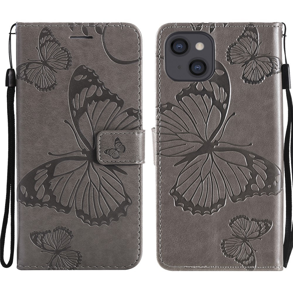 iPhone 13 Wallet-Hülle – Schmetterling Aufgedruckt & Mit Ständer und Riemen