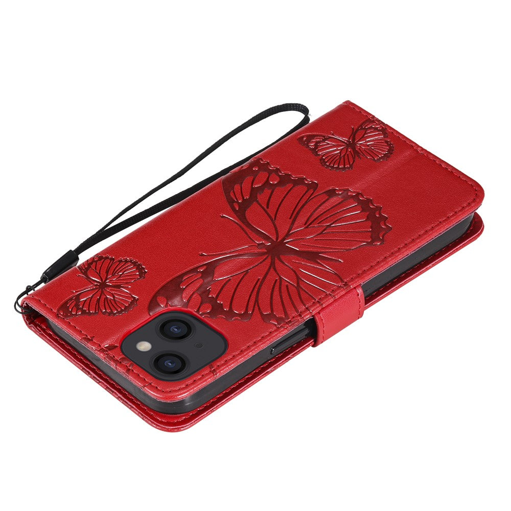 iPhone 13 Wallet-Hülle – Schmetterling Aufgedruckt & Mit Ständer und Riemen