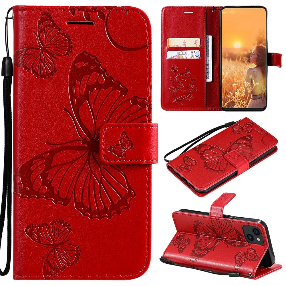 iPhone 13 Wallet-Hülle – Schmetterling Aufgedruckt & Mit Ständer und Riemen