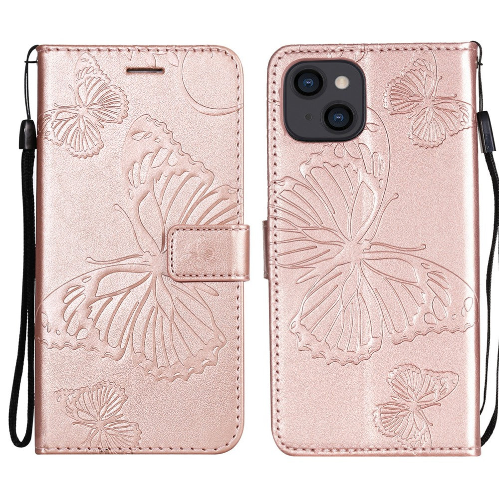 iPhone 13 Wallet-Hülle – Schmetterling Aufgedruckt & Mit Ständer und Riemen