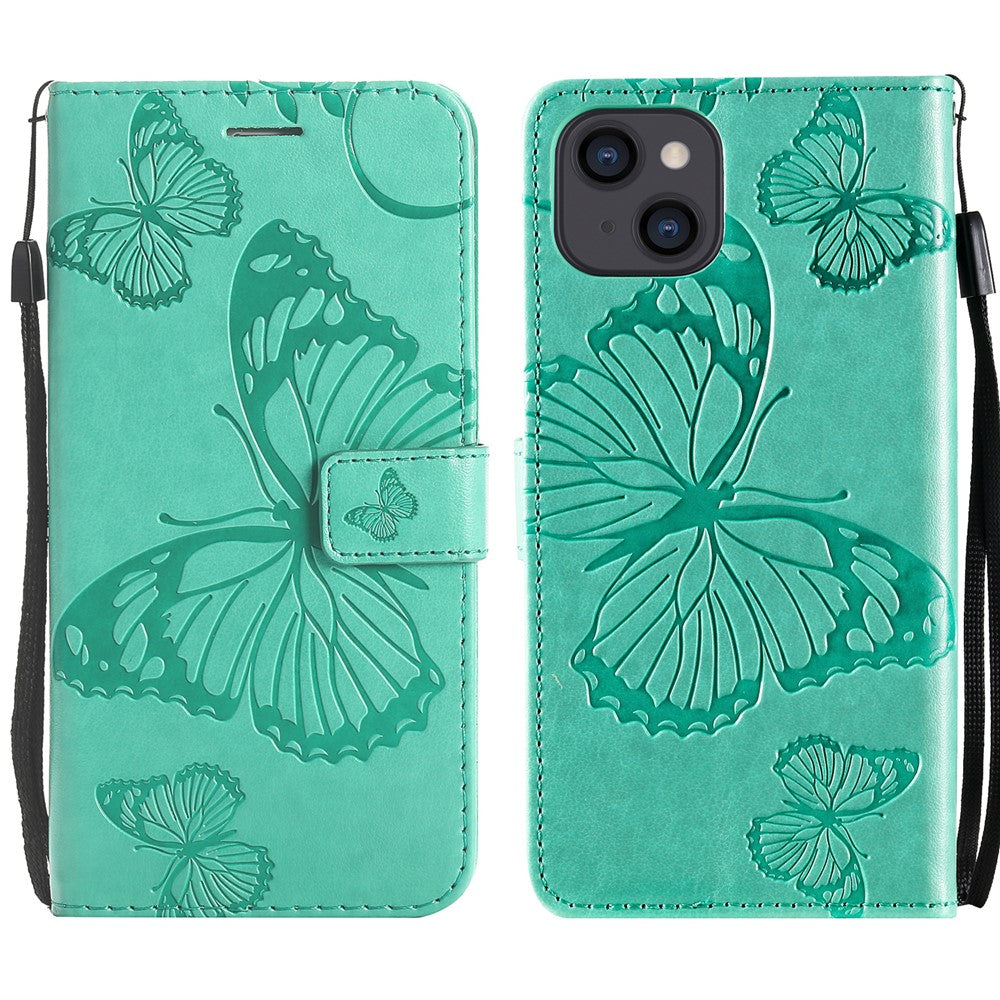 iPhone 13 Wallet-Hülle – Schmetterling Aufgedruckt & Mit Ständer und Riemen