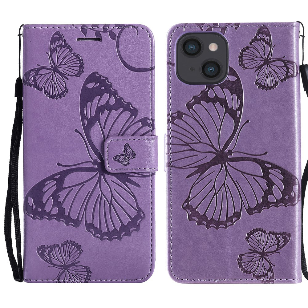 iPhone 13 Wallet-Hülle – Schmetterling Aufgedruckt & Mit Ständer und Riemen