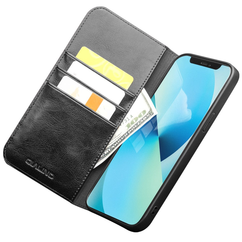 iPhone 13 Echtleder-Handyhülle – Geldbörse & Standfunktion
