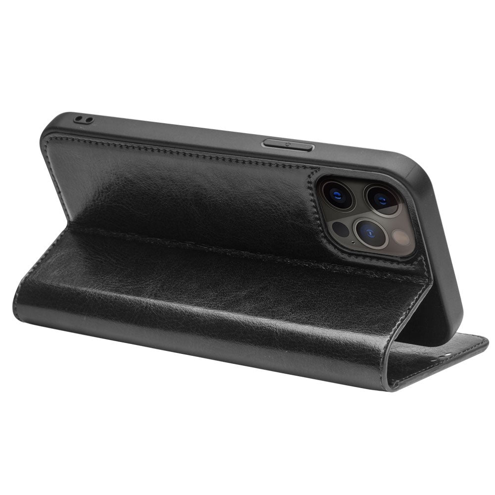 iPhone 13 Pro Max Echtleder-Handyhülle – Geldbörse & Standfunktion