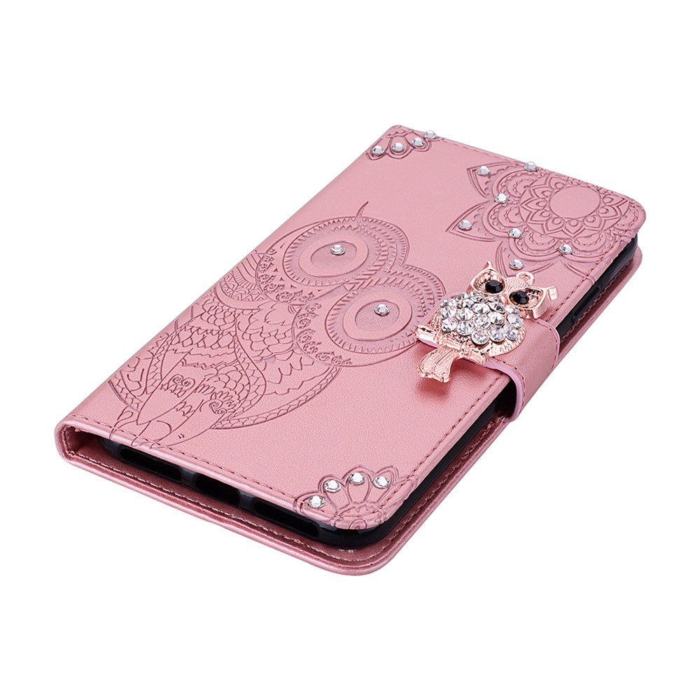 iPhone 13 Pro Handyhülle mit Eulenmuster & Strass-Steinen