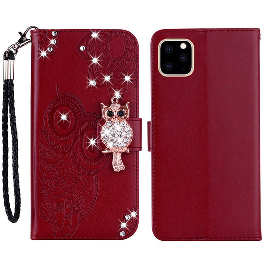 iPhone 13 Handyhülle mit Eulenmuster & Strass-Steinen