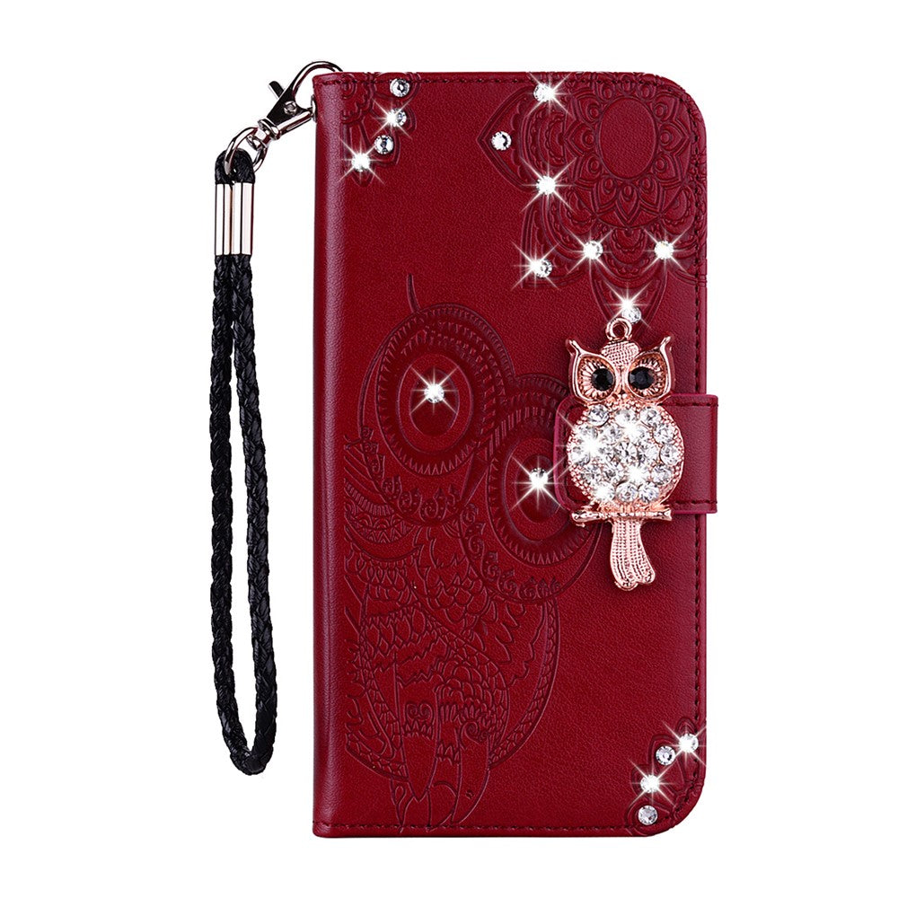 iPhone 13 Handyhülle mit Eulenmuster & Strass-Steinen