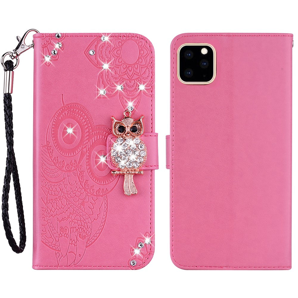 iPhone 13 Handyhülle mit Eulenmuster & Strass-Steinen