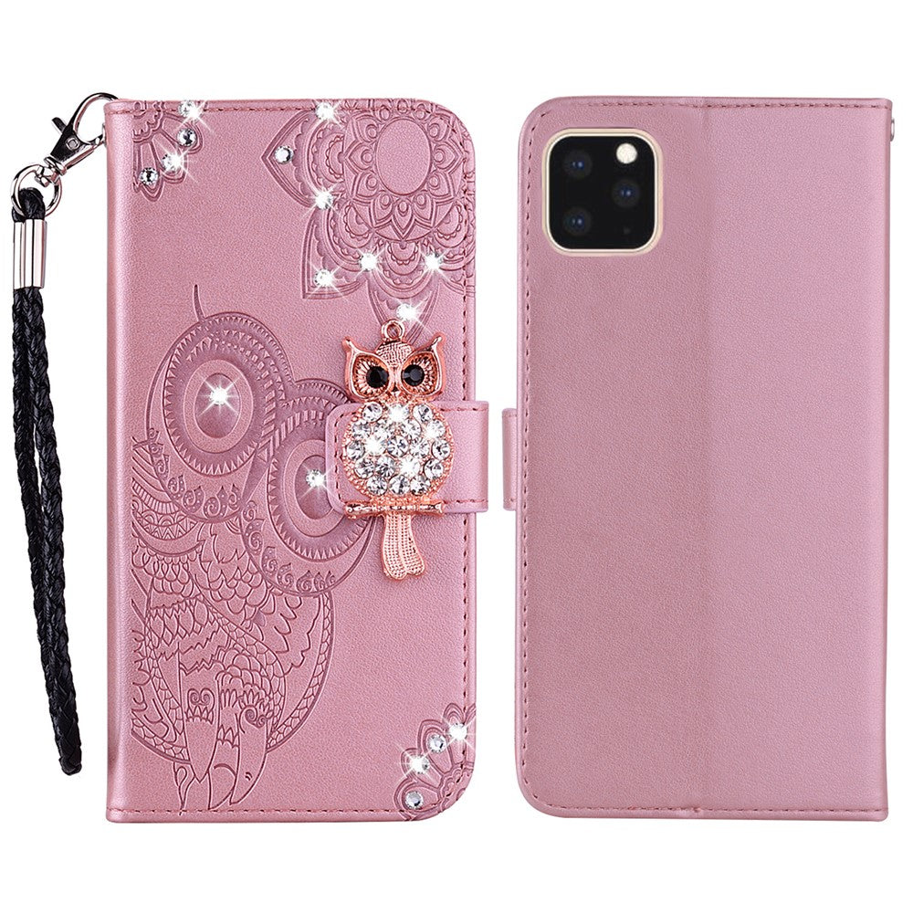 iPhone 13 Handyhülle mit Eulenmuster & Strass-Steinen