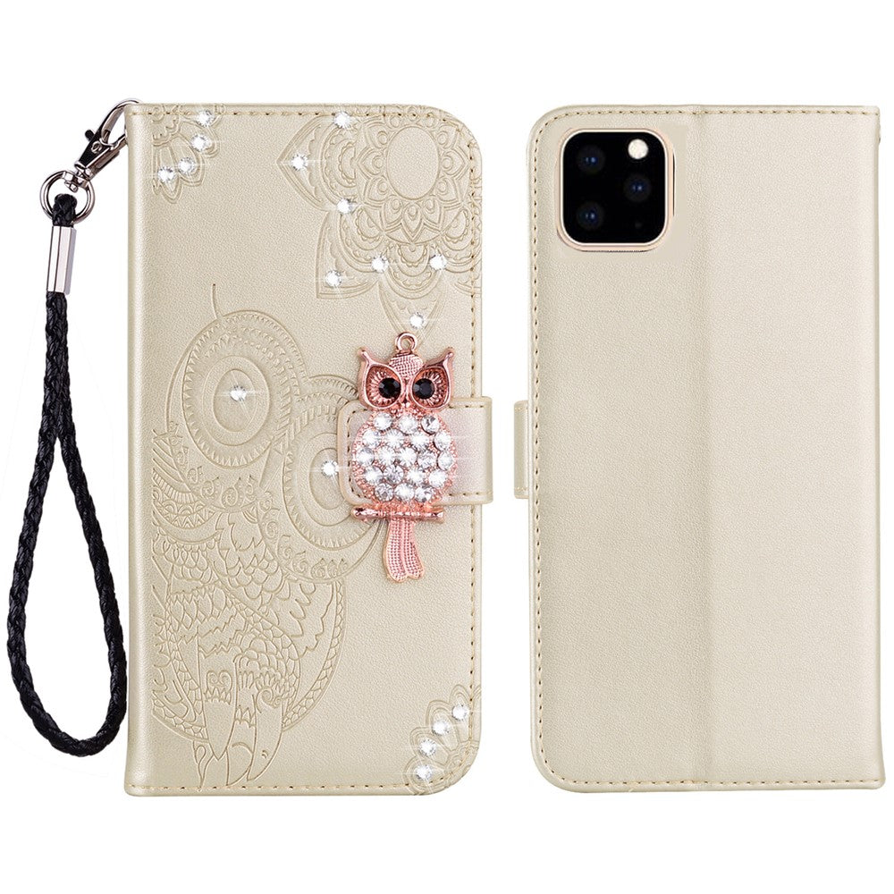 iPhone 13 Handyhülle mit Eulenmuster & Strass-Steinen