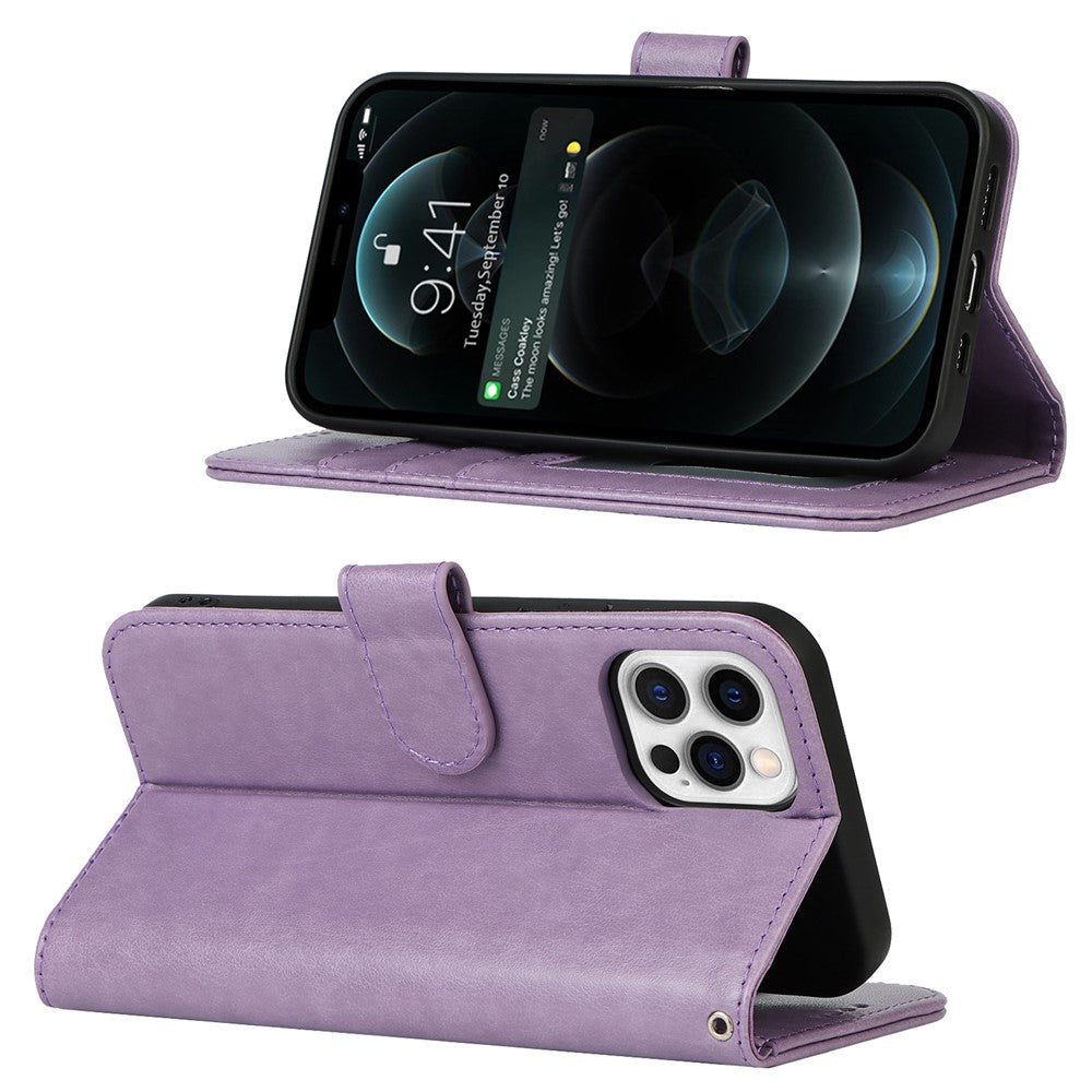 iPhone 12 Pro Max Wallet-Hülle – Mit Musterdruck, Kartenfächer & Riemen