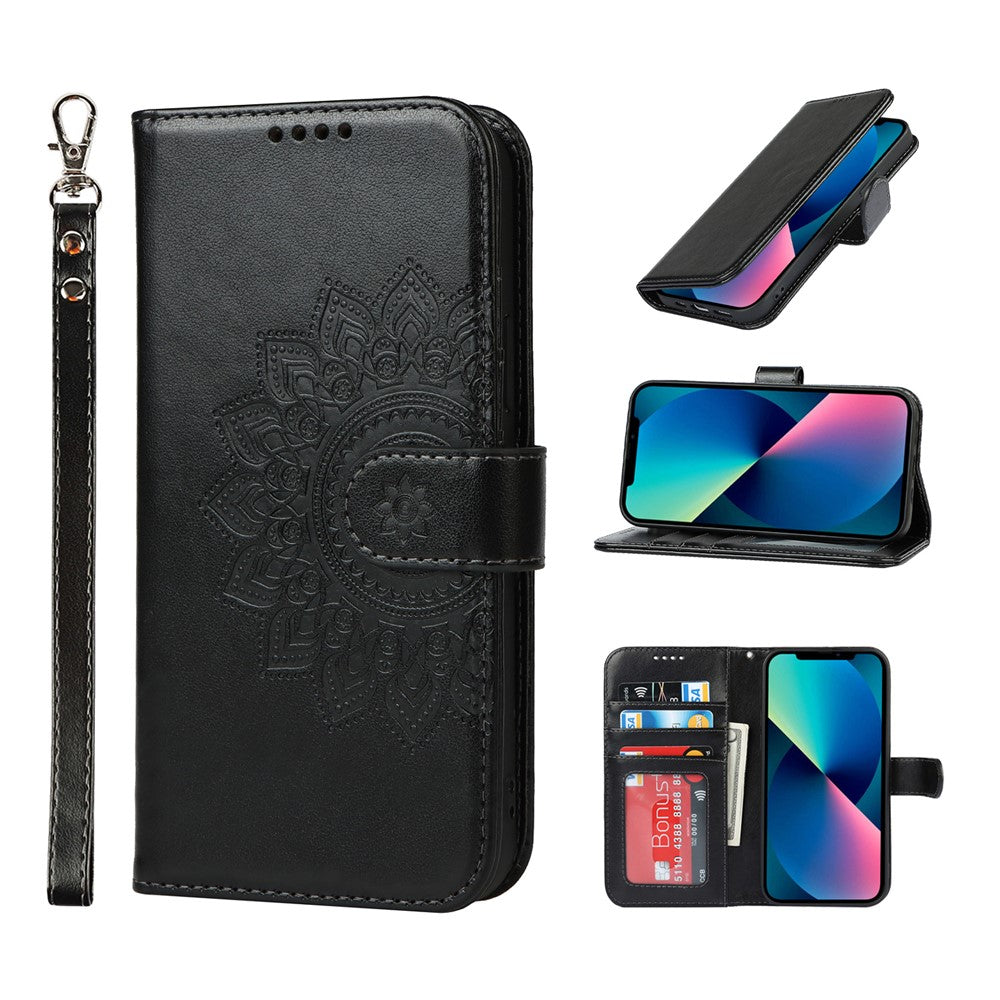 iPhone 13 Wallet-Hülle – Mit Musterdruck, Kartenfächer & Riemen