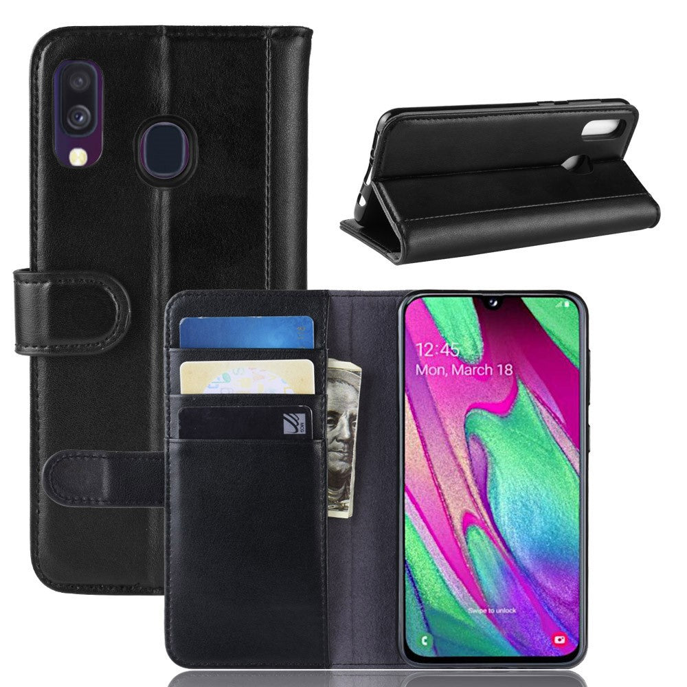 Galaxy A40 Echtleder Hülle mit Kartenfach