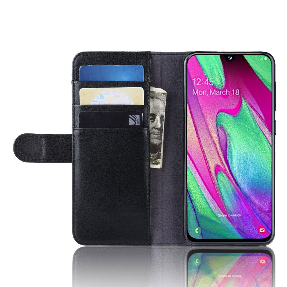 Galaxy A40 Echtleder Hülle mit Kartenfach