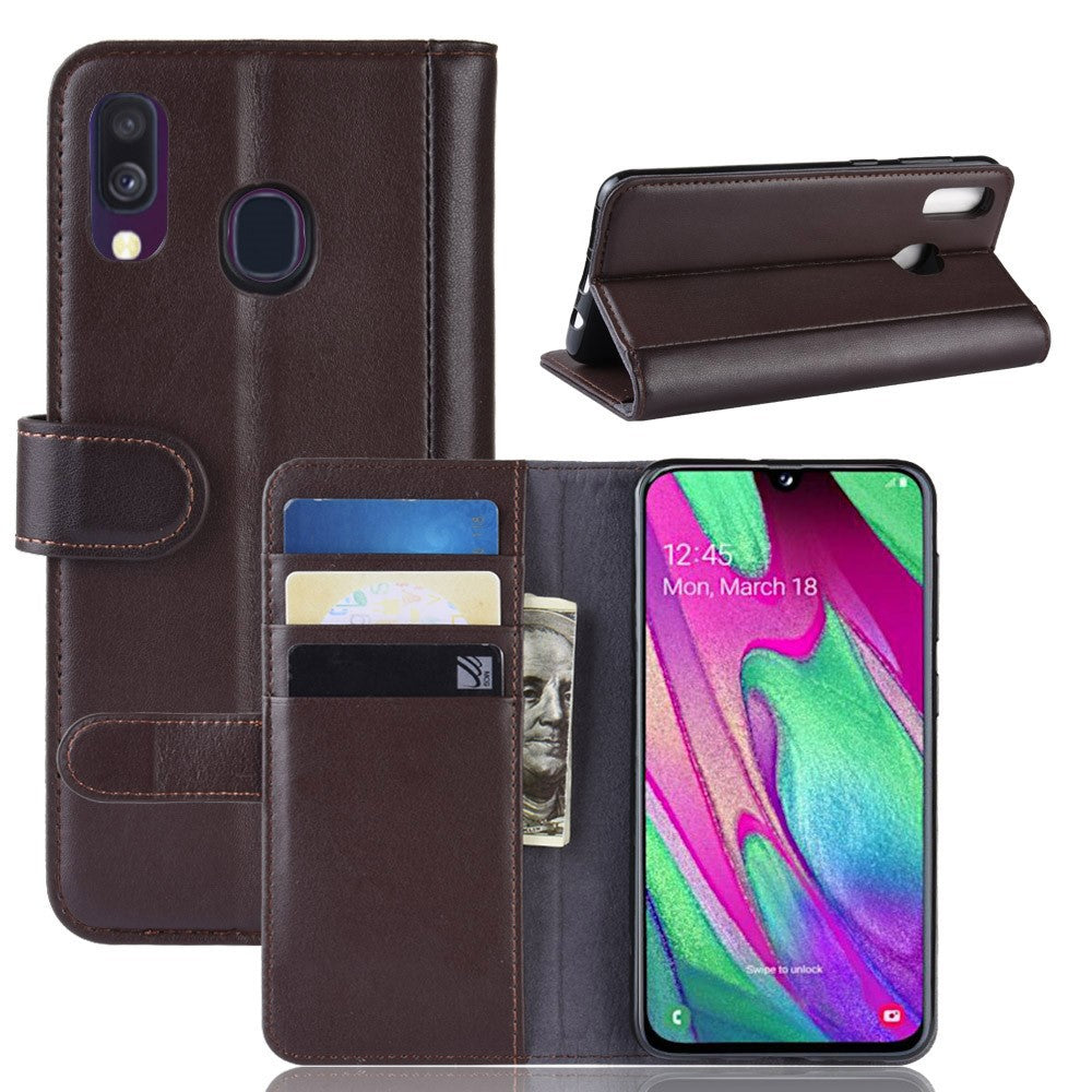 Galaxy A40 Echtleder Hülle mit Kartenfach