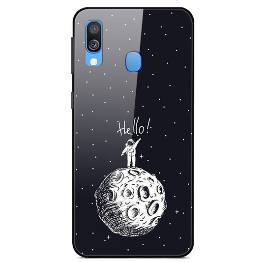 Galaxy A40 Hybrid Hülle mit Glasrückseite & Musterdruck