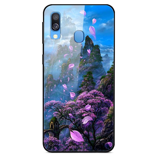 Galaxy A40 Hybrid Hülle mit Glasrückseite & Musterdruck